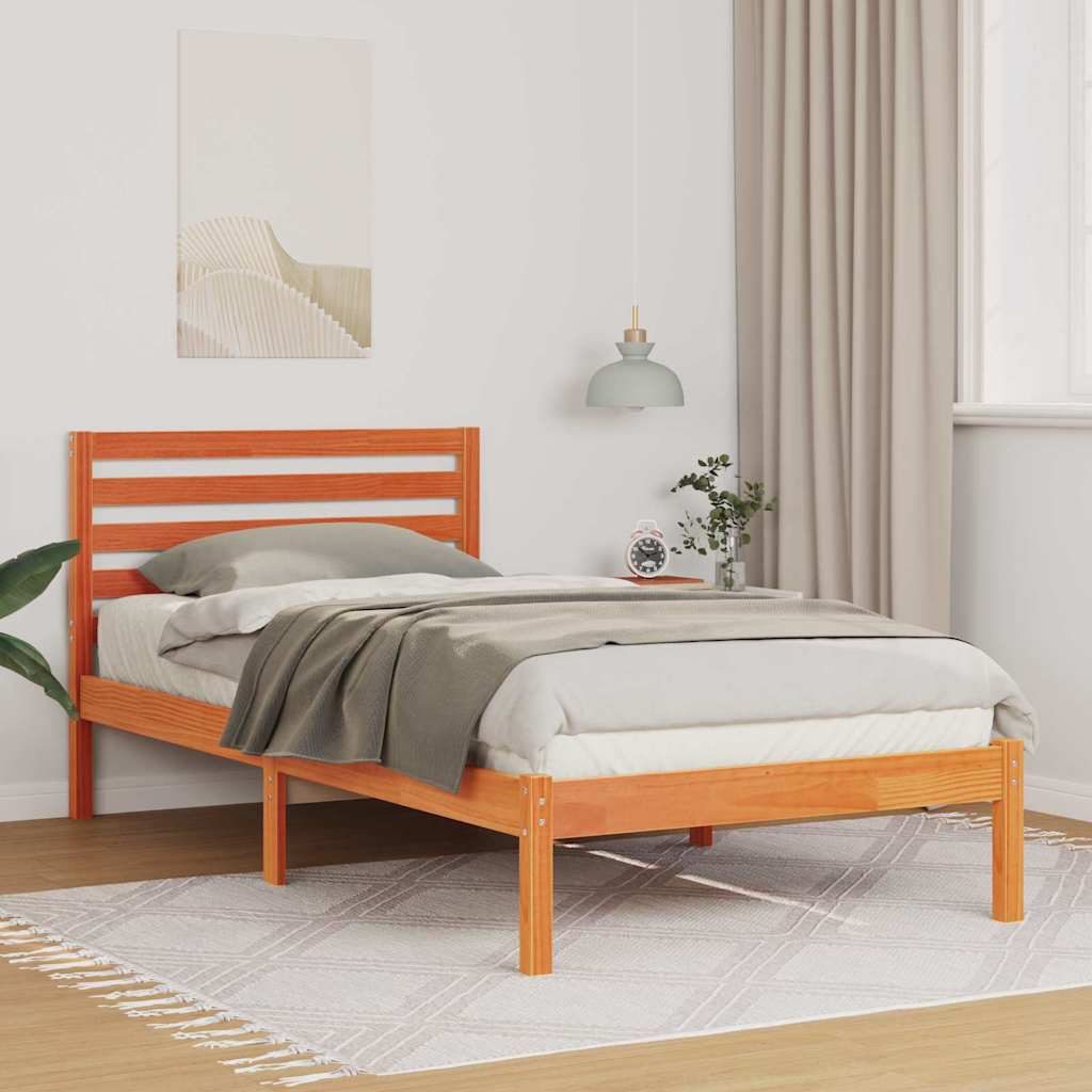 Bedframe met hoofdeinde Wasbruin 90 x 200 cm Massief grenenhout is nu te koop bij PeponiXL, paradijselijk wonen!