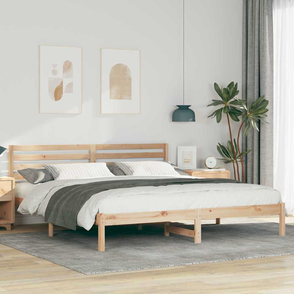 Bedframe met hoofdeinde Bruin 180 x 200 cm Massief grenenhout is nu te koop bij PeponiXL, paradijselijk wonen!
