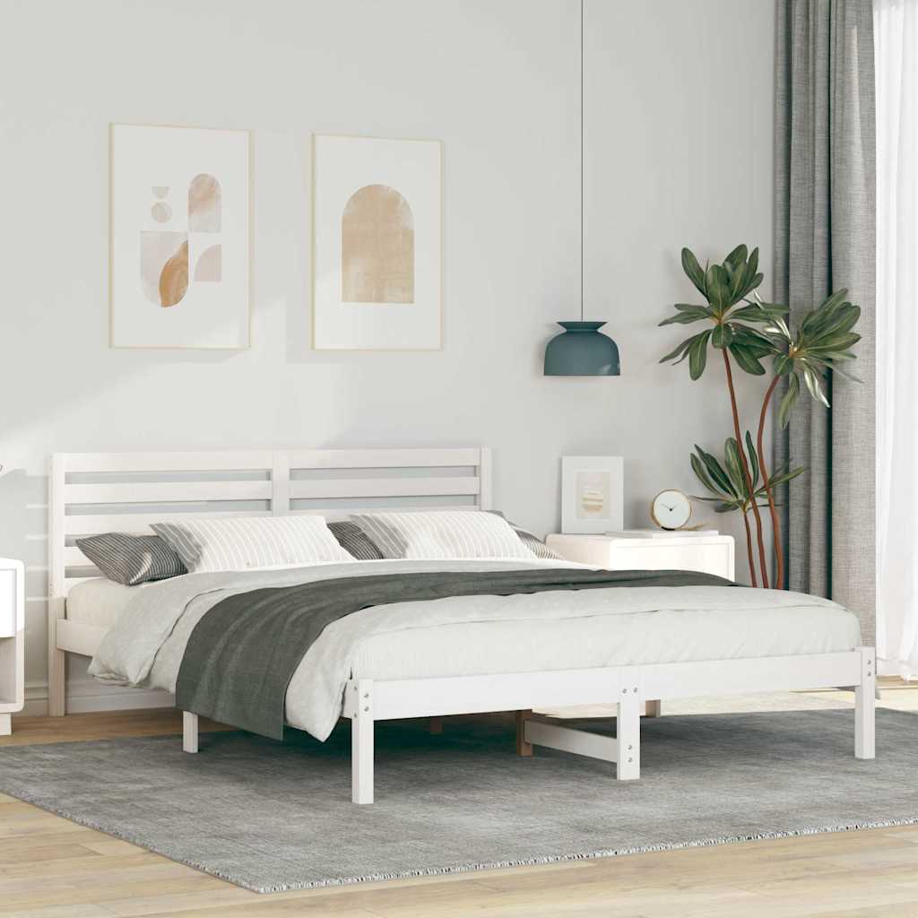 Bedframe met hoofdeinde Wit 160 x 200 cm Massief grenenhout is nu te koop bij PeponiXL, paradijselijk wonen!