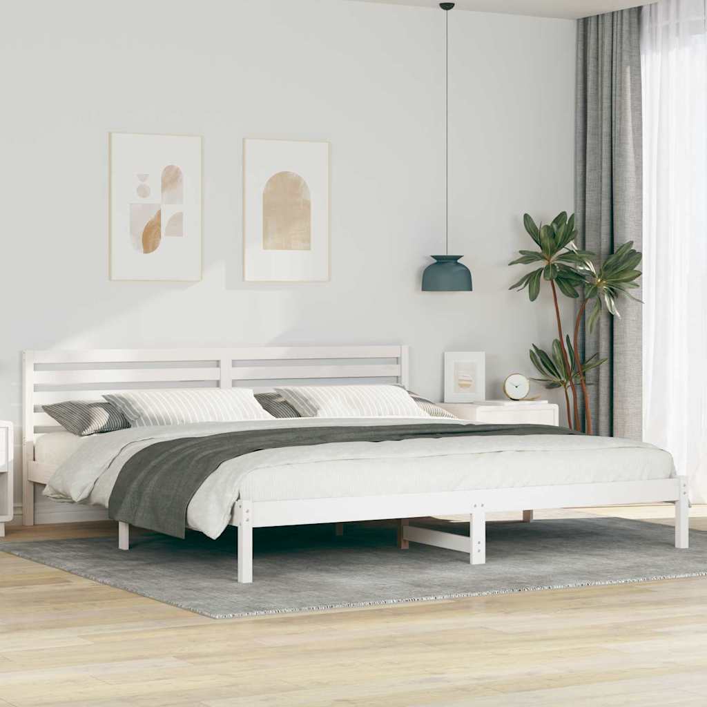 Bedframe met hoofdeinde Wit 200 x 210 cm Massief grenenhout is nu te koop bij PeponiXL, paradijselijk wonen!