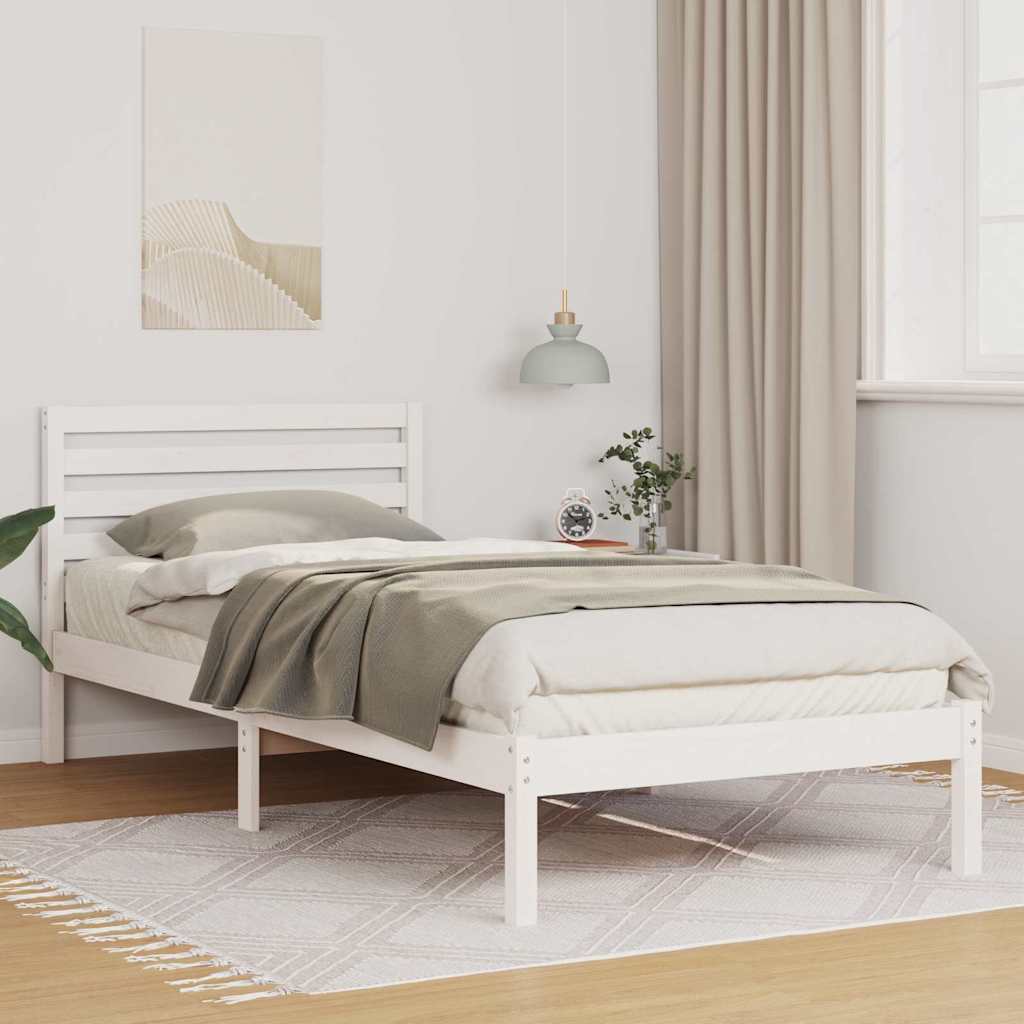 Bedframe met hoofdeinde Wit 90 x 220 cm Massief grenenhout is nu te koop bij PeponiXL, paradijselijk wonen!