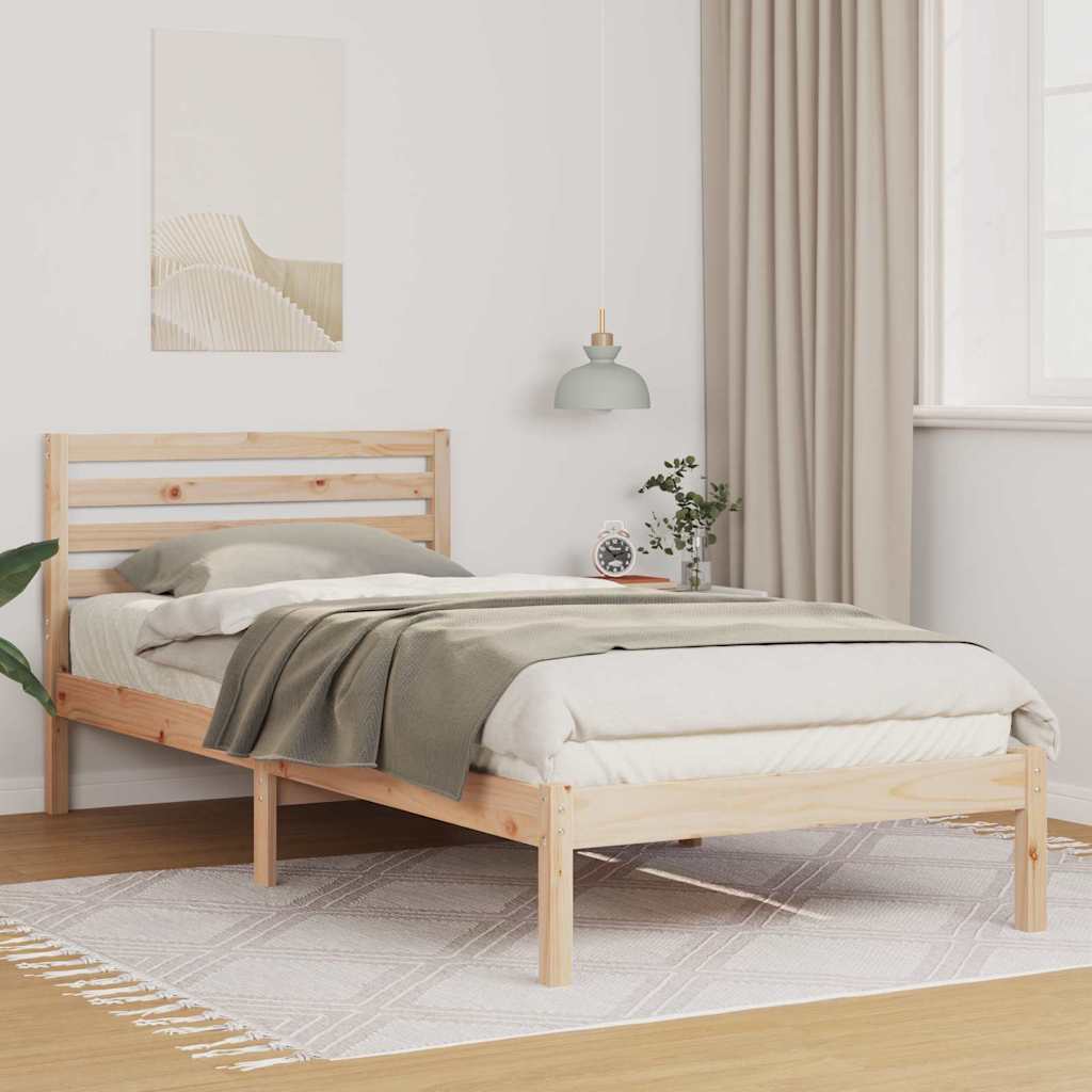 Bedframe met hoofdeinde Bruin 100 x 220 cm Massief grenenhout is nu te koop bij PeponiXL, paradijselijk wonen!