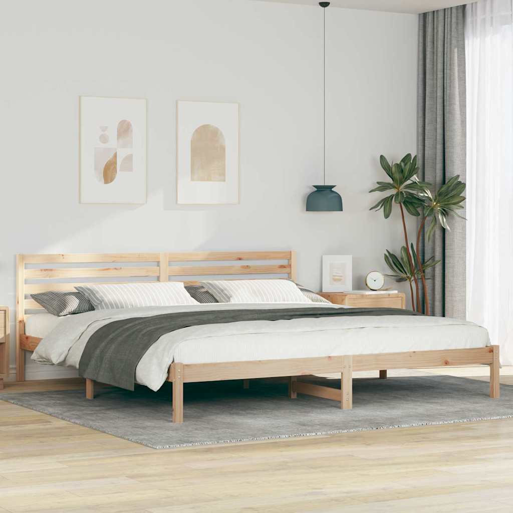 Bedframe met hoofdeinde Bruin 180 x 220 cm Massief grenenhout is nu te koop bij PeponiXL, paradijselijk wonen!