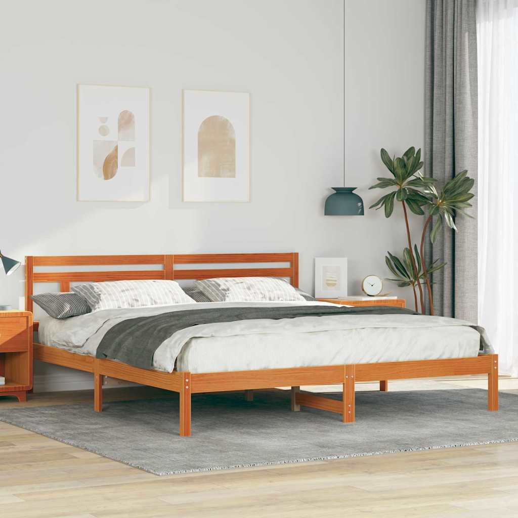 Bedframe met hoofdeinde Bruin Grenenhout is nu te koop bij PeponiXL, paradijselijk wonen!