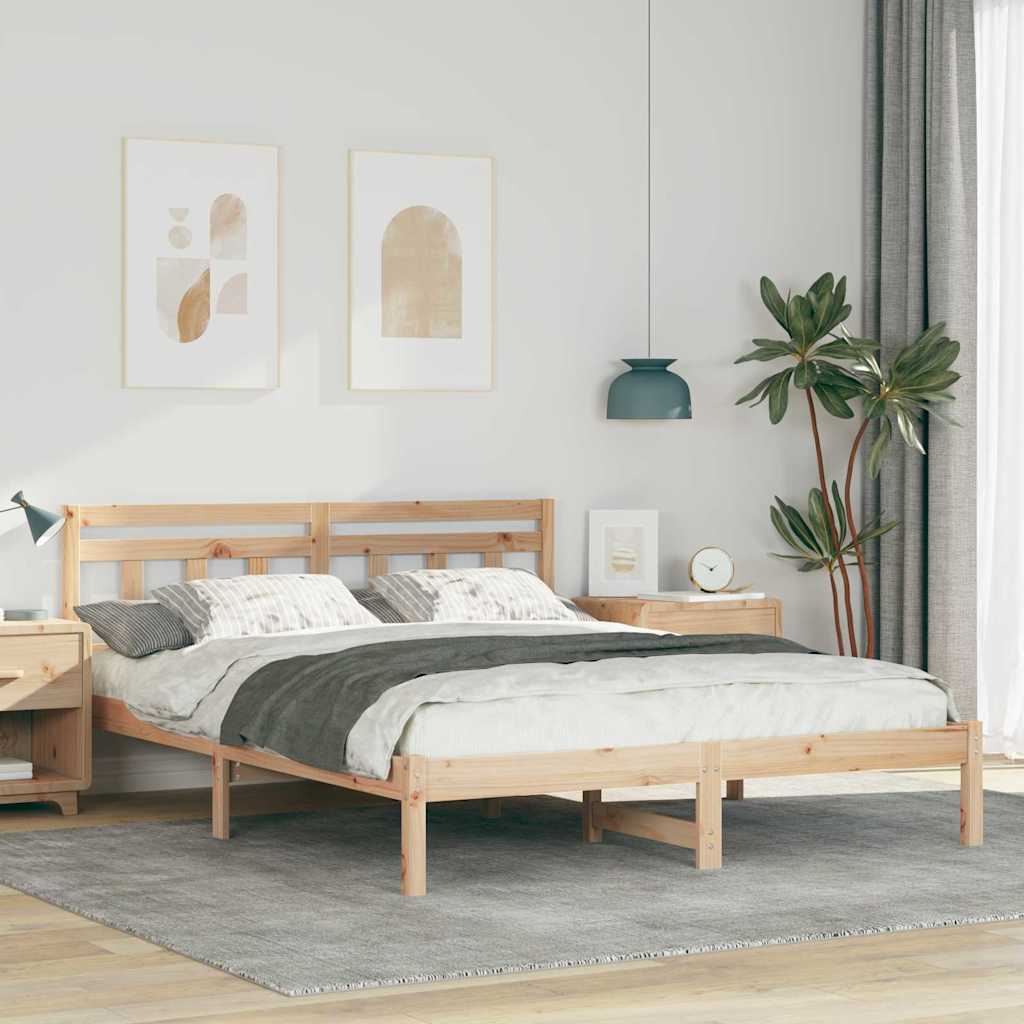 Bedframe Bruin 150 x 200 cm Massief grenenhout is nu te koop bij PeponiXL, paradijselijk wonen!