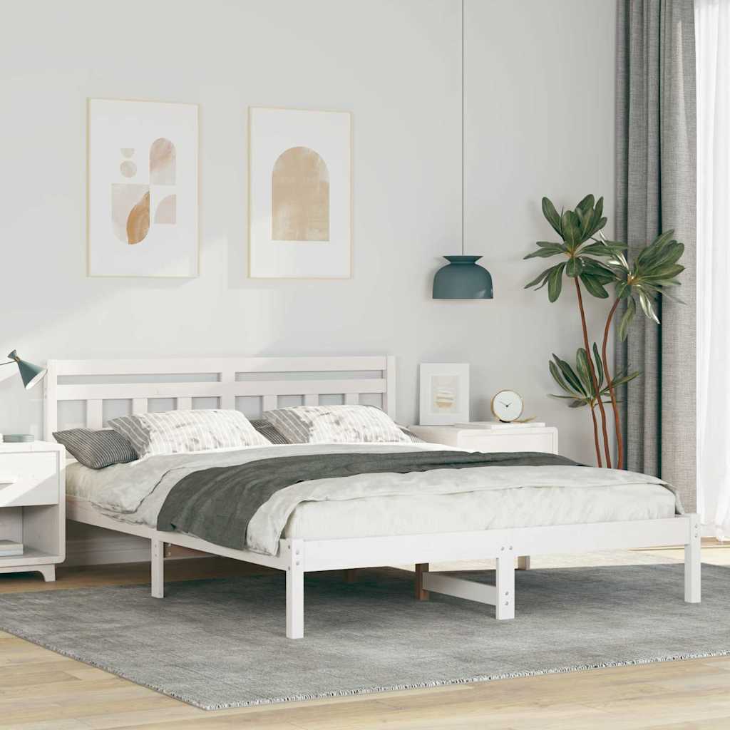 Bedframe Wit 140 x 200 cm Massief grenenhout is nu te koop bij PeponiXL, paradijselijk wonen!