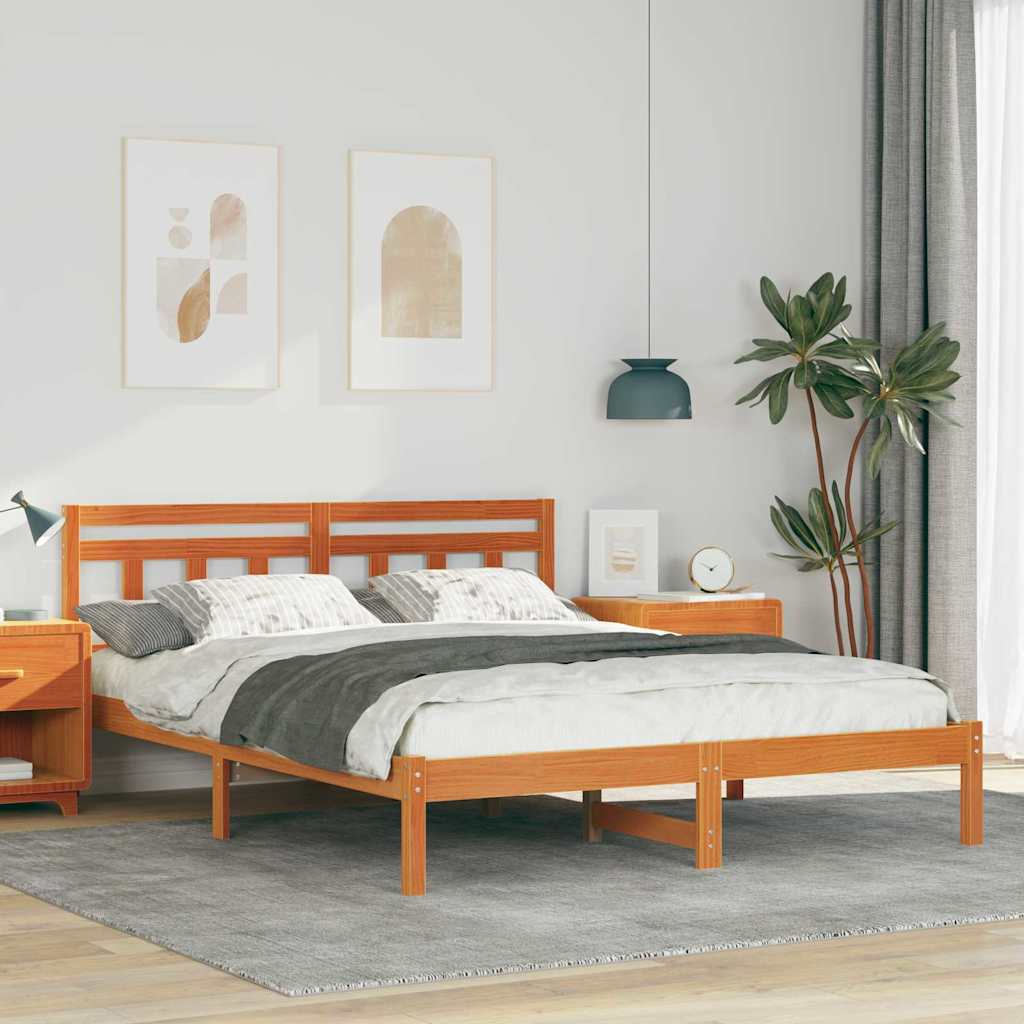 Bedframe Bruin 140 x 200 cm Massief grenenhout is nu te koop bij PeponiXL, paradijselijk wonen!