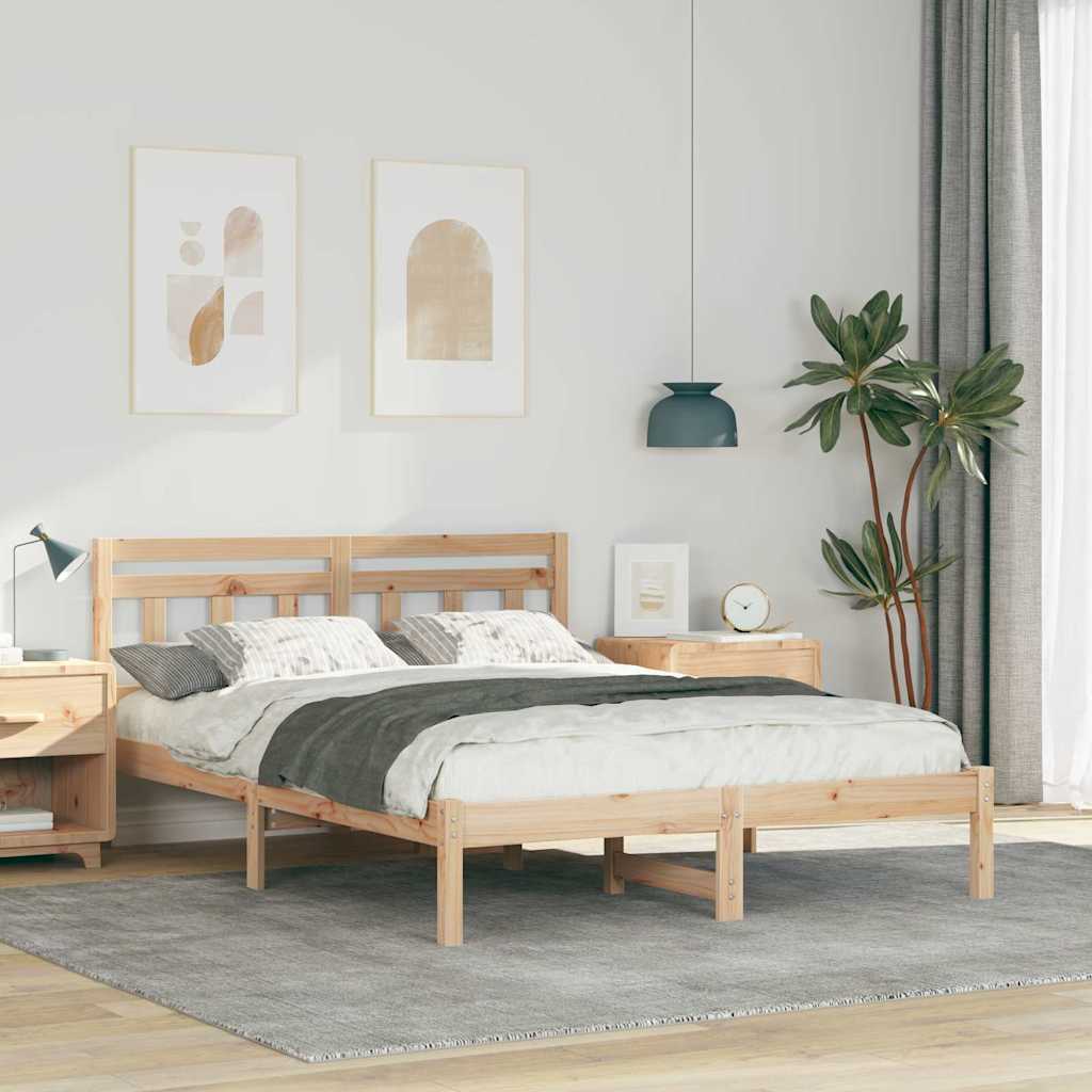 Bedframe Bruin 140 x 190 cm Massief grenenhout is nu te koop bij PeponiXL, paradijselijk wonen!