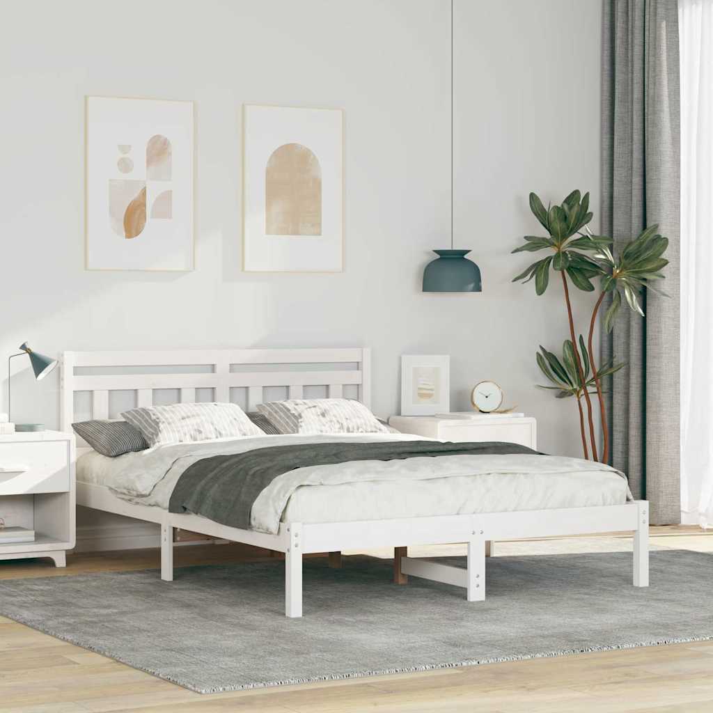 Bedframe Wit 135 x 190 cm Massief grenenhout is nu te koop bij PeponiXL, paradijselijk wonen!