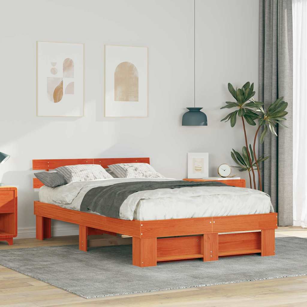 Bedframe Wasbruin 135 x 190 cm Massief grenenhout is nu te koop bij PeponiXL, paradijselijk wonen!