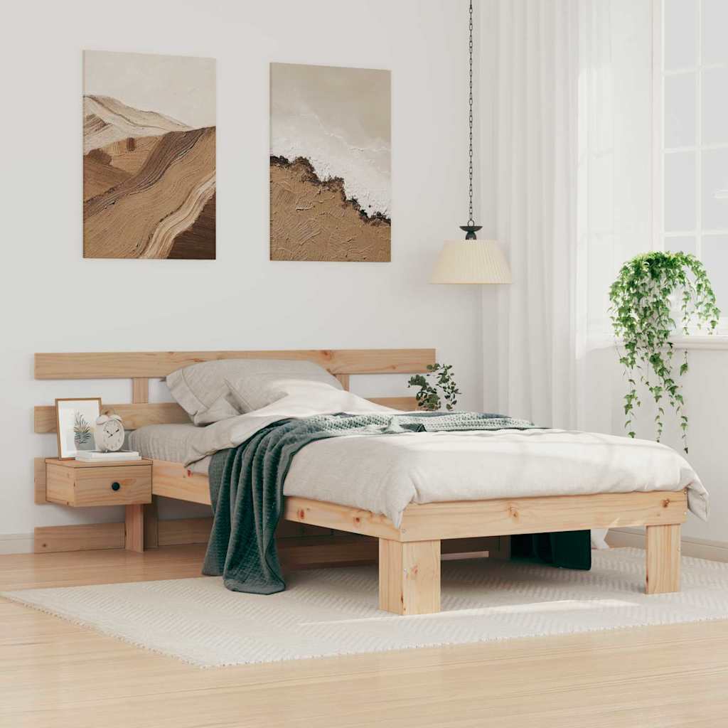 Bedframe met hoofdeinde Bruin 80 x 200 cm Massief grenenhout is nu te koop bij PeponiXL, paradijselijk wonen!