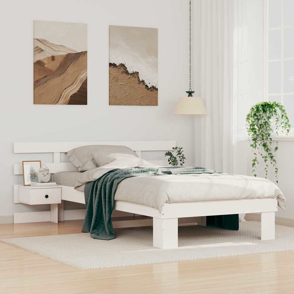 Bedframe met hoofdeinde Wit 75 x 190 cm Massief grenenhout is nu te koop bij PeponiXL, paradijselijk wonen!