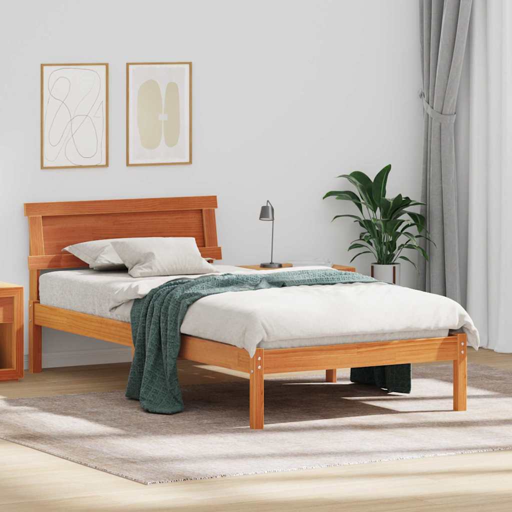 Bedframe met hoofdeinde Wasbruin 90 x 200 cm Massief grenenhout is nu te koop bij PeponiXL, paradijselijk wonen!