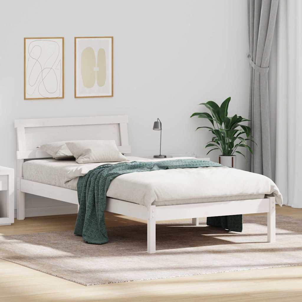 Bedframe met hoofdeinde Wit 75 x 190 cm Massief grenenhout is nu te koop bij PeponiXL, paradijselijk wonen!