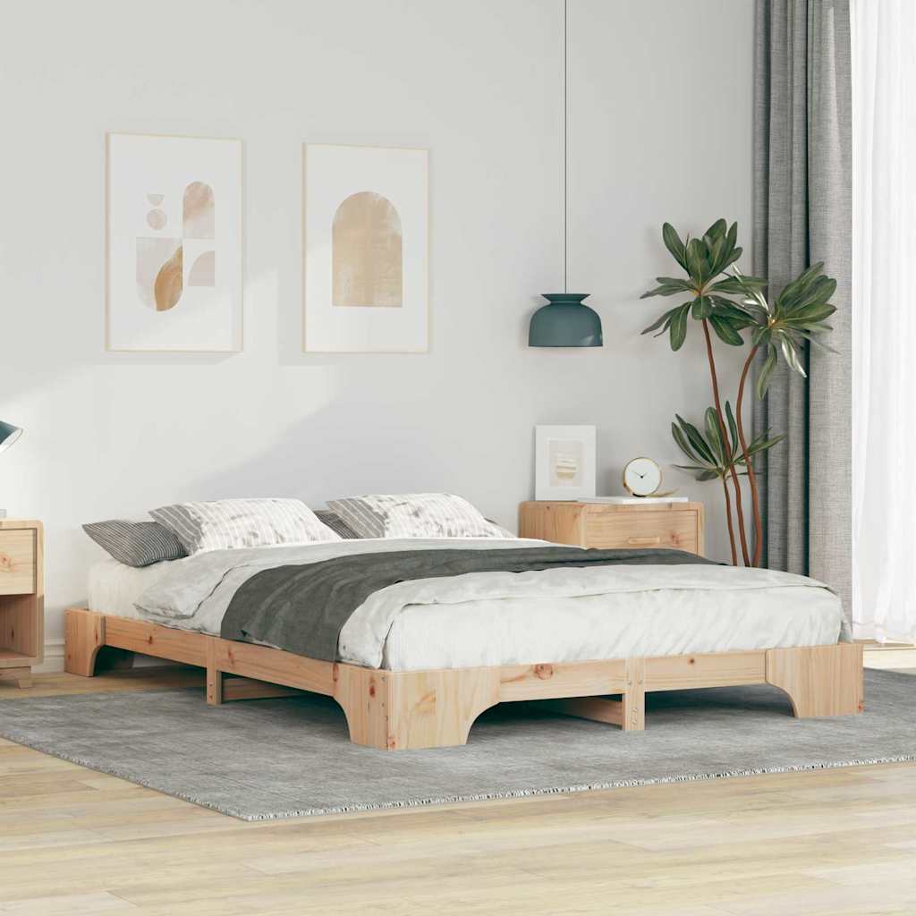 Bedframe Bruin 140 x 210 cm Massief grenenhout is nu te koop bij PeponiXL, paradijselijk wonen!