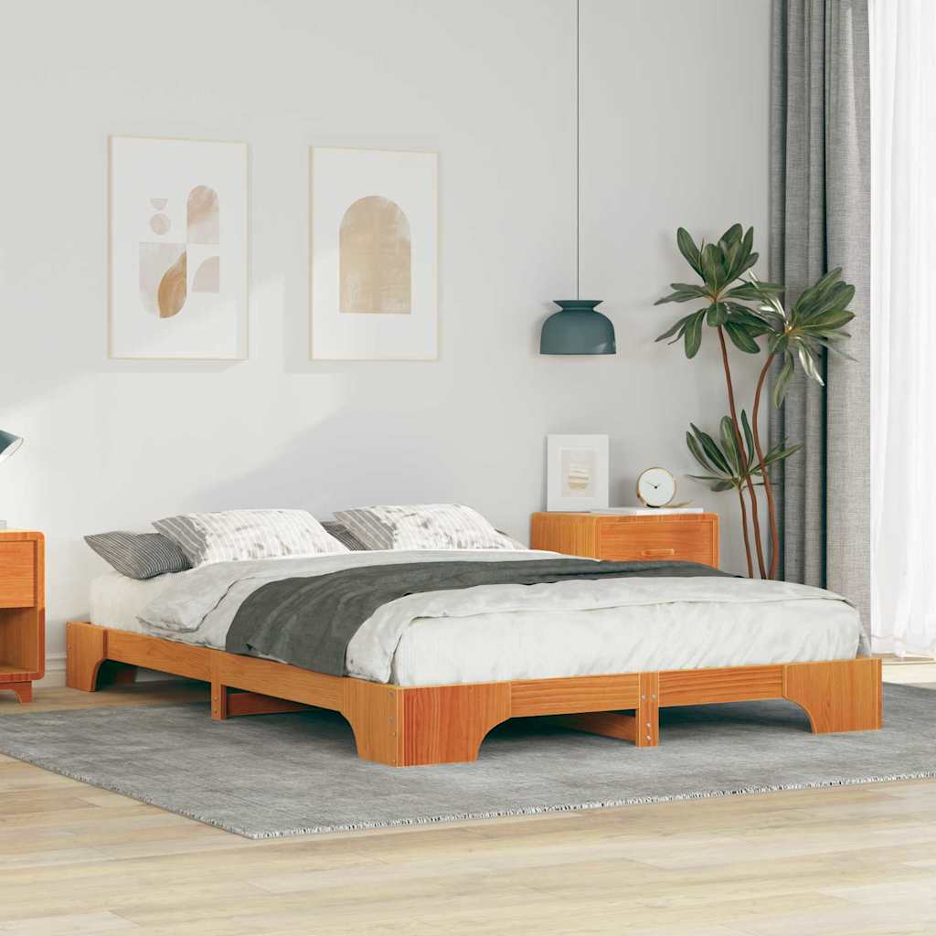 Bedframe Bruin 140 x 210 cm Massief grenenhout is nu te koop bij PeponiXL, paradijselijk wonen!