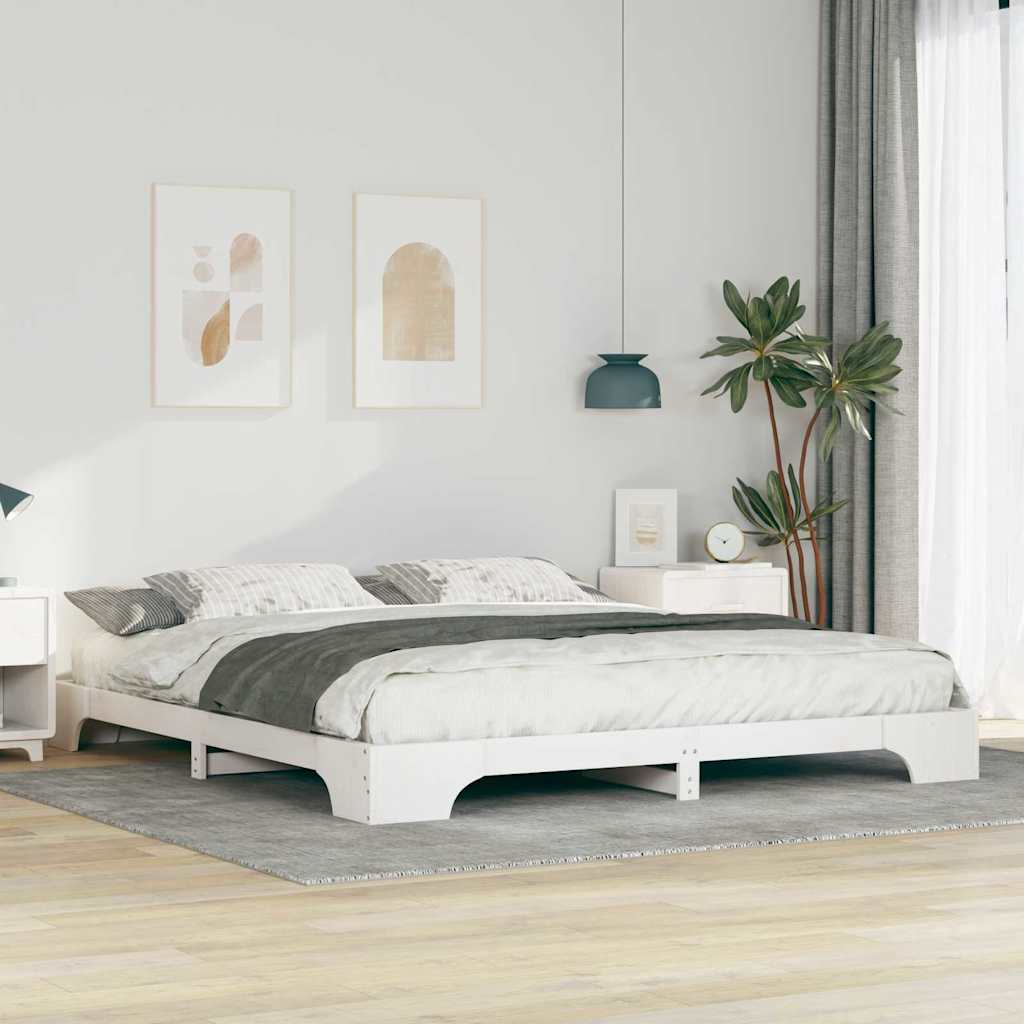 Bedframe Wit 200 x 210 cm Massief grenenhout is nu te koop bij PeponiXL, paradijselijk wonen!