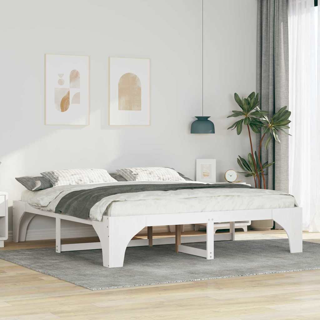 Bedframe Wit 200 x 200 cm Massief grenenhout is nu te koop bij PeponiXL, paradijselijk wonen!