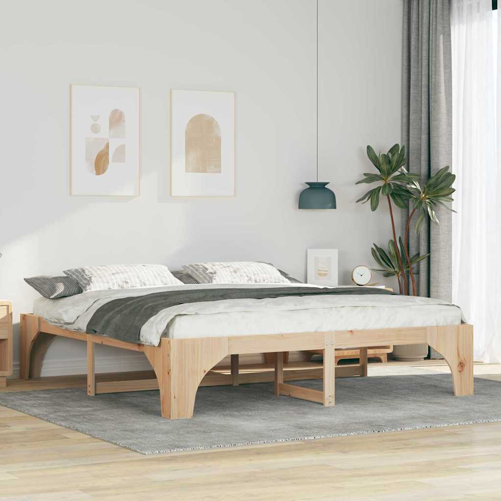 Bedframe Bruin 180 x 200 cm Massief grenenhout is nu te koop bij PeponiXL, paradijselijk wonen!
