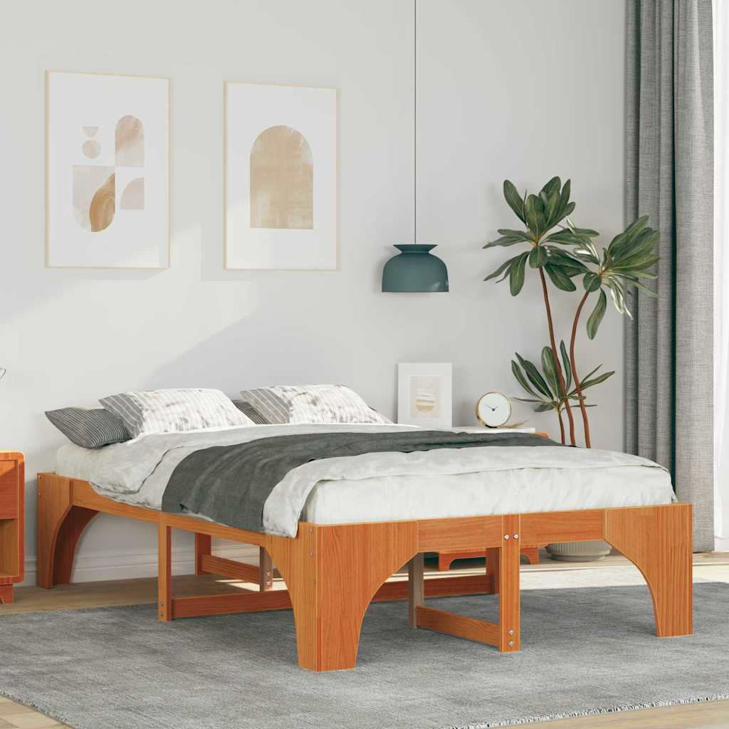 Bedframe Bruin 120 x 190 cm Massief grenenhout is nu te koop bij PeponiXL, paradijselijk wonen!
