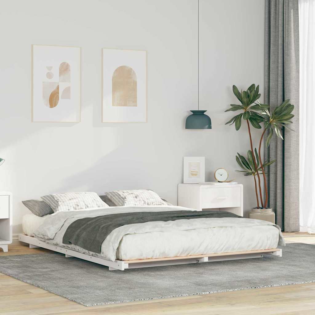 Bedframe Wit 140 x 210 cm Massief grenenhout is nu te koop bij PeponiXL, paradijselijk wonen!