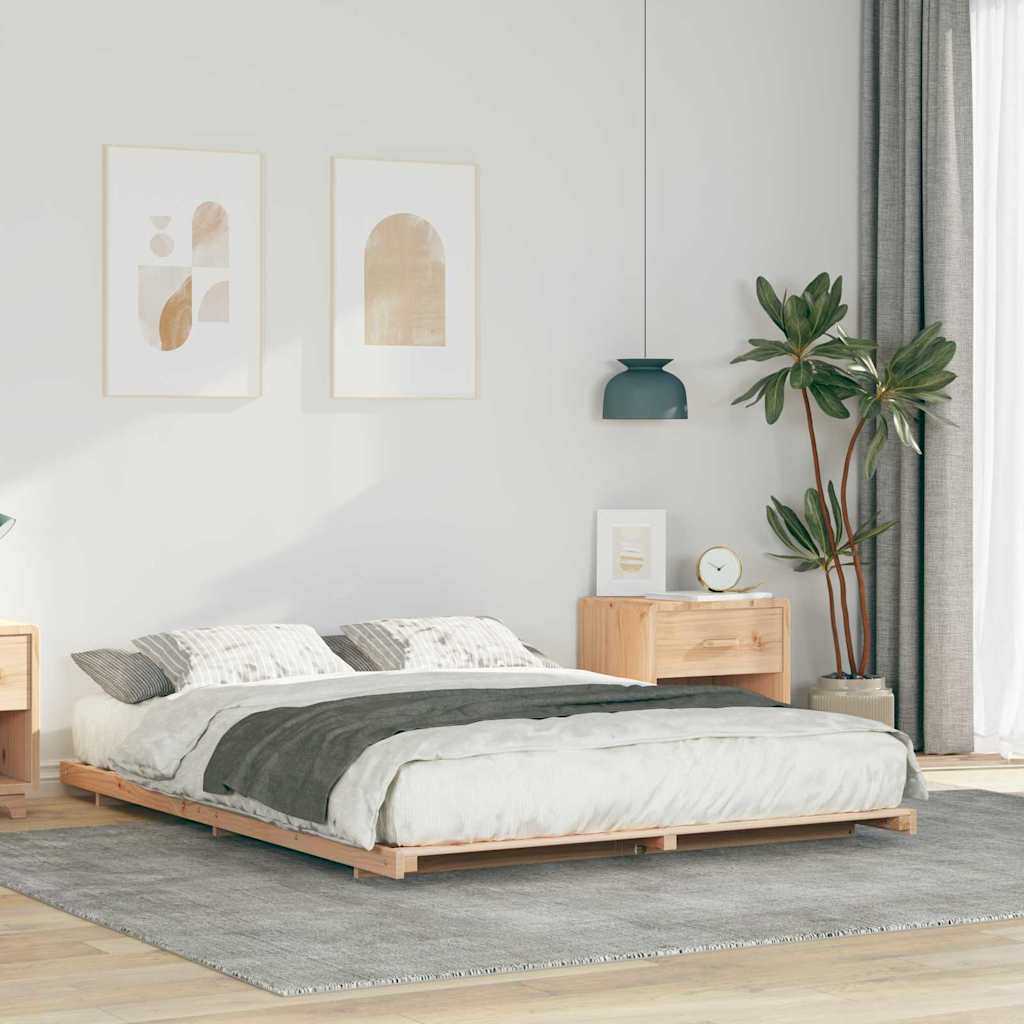 Bedframe Bruin 140 x 220 cm Massief grenenhout is nu te koop bij PeponiXL, paradijselijk wonen!