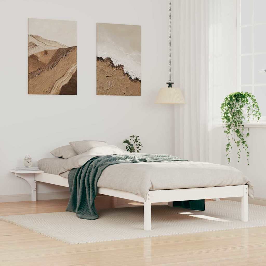 Bedframe met Zijtafels Wit 100 x 210 cm Massief grenenhout is nu te koop bij PeponiXL, paradijselijk wonen!