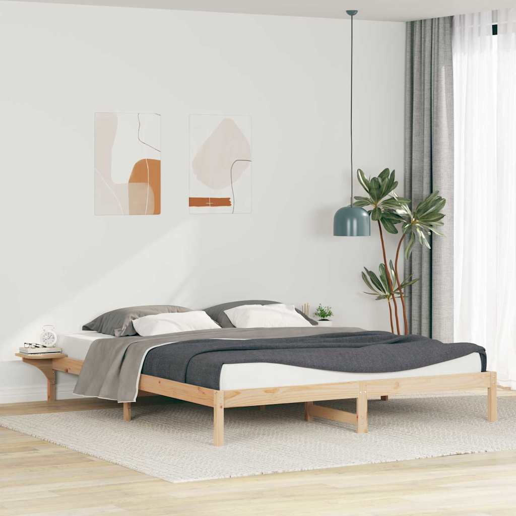 Bedframe met Zijtafels Naturel 180 x 210 cm Massief grenenhout is nu te koop bij PeponiXL, paradijselijk wonen!