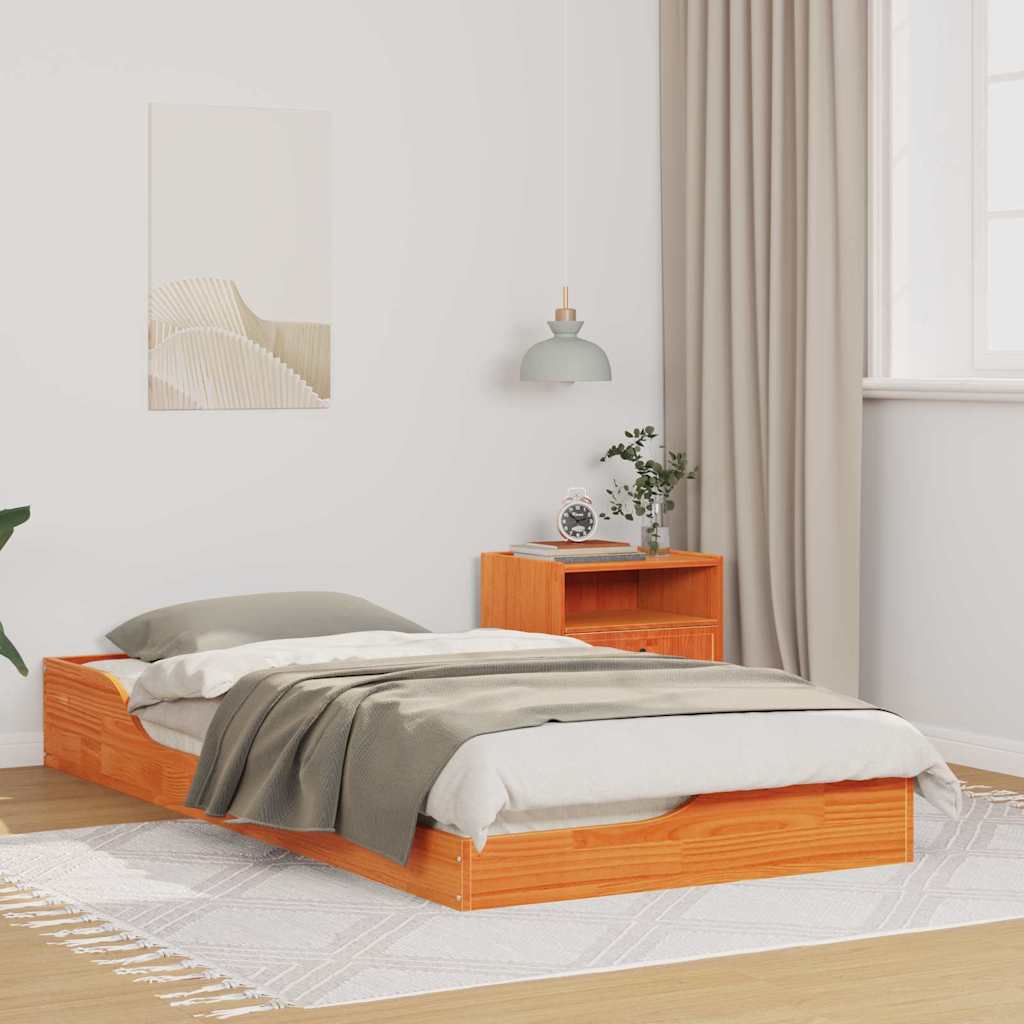 Bedframe Wasbruin 90 x 190 cm Massief grenenhout is nu te koop bij PeponiXL, paradijselijk wonen!