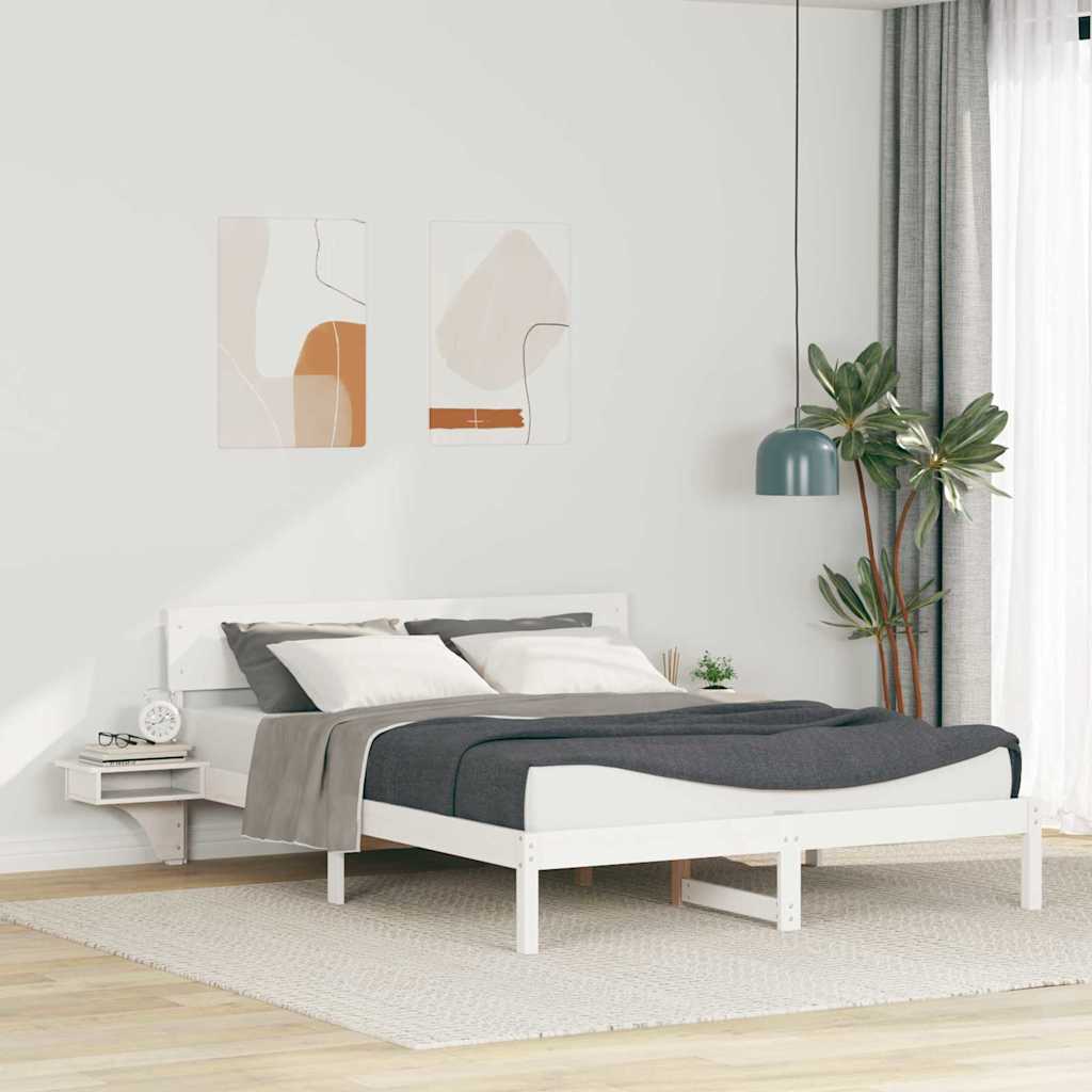 Bedframe met hoofdeinde Wit 160 x 200 cm Massief grenenhout is nu te koop bij PeponiXL, paradijselijk wonen!