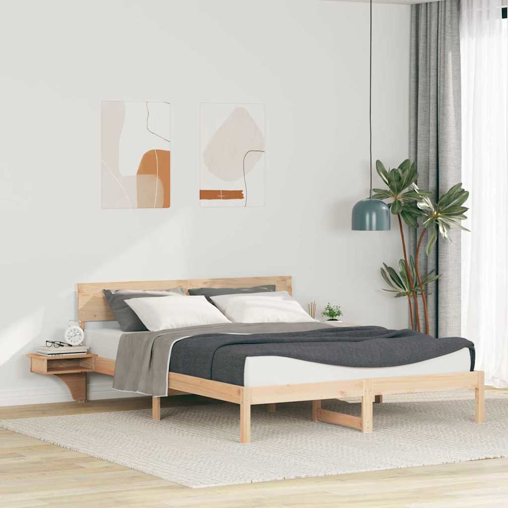 Bedframe met hoofdeinde Bruin 150 x 200 cm Massief grenenhout is nu te koop bij PeponiXL, paradijselijk wonen!