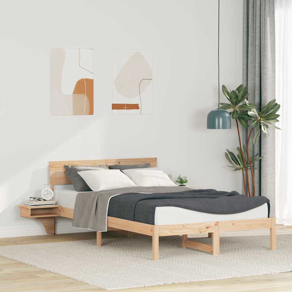 Bedframe met hoofdeinde Bruin 140 x 200 cm Massief grenenhout is nu te koop bij PeponiXL, paradijselijk wonen!