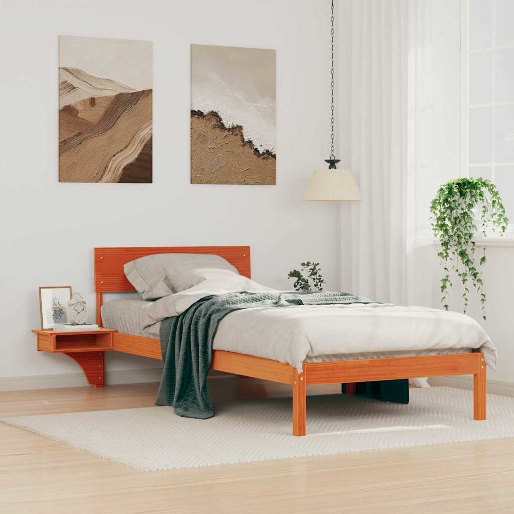 Bedframe met hoofdeinde Wasbruin 80 x 200 cm Massief grenenhout is nu te koop bij PeponiXL, paradijselijk wonen!