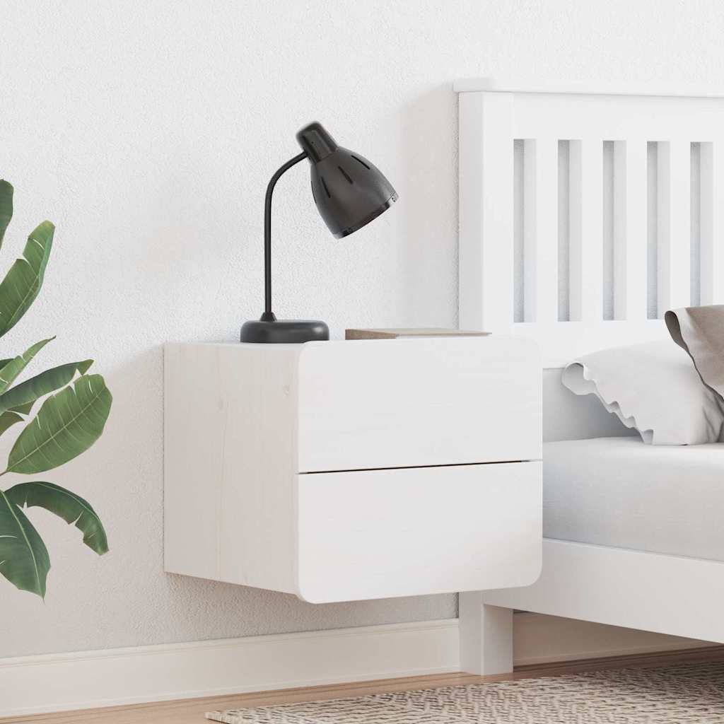 Nachtkastje met lade Wit 39 x 34 x 33 cm Massief grenenhout is nu te koop bij PeponiXL, paradijselijk wonen!