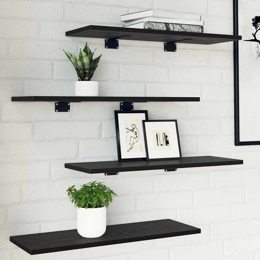 Boekenplank Bord 4 pcs Zwart 60 x 20 x 1,5 cm Bewerkt hout is nu te koop bij PeponiXL, paradijselijk wonen!