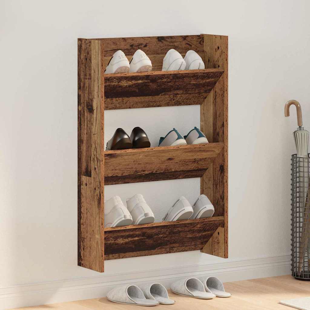 Schoenenkast met plank Oudhout 60 x 18 x 90 cm Bewerkt hout is nu te koop bij PeponiXL, paradijselijk wonen!