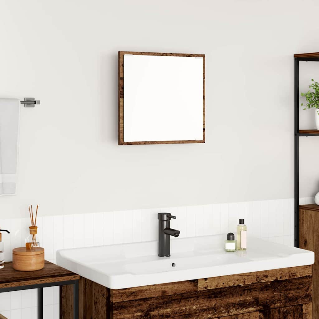 LED Badkamer Spiegel Oud Hout 40 x 37 x 8.5 cm Bewerkt hout is nu te koop bij PeponiXL, paradijselijk wonen!