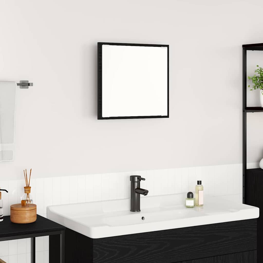 LED Badkamer Spiegel Zwart Eiken 40 x 37 x 8.5 cm Bewerkt hout is nu te koop bij PeponiXL, paradijselijk wonen!