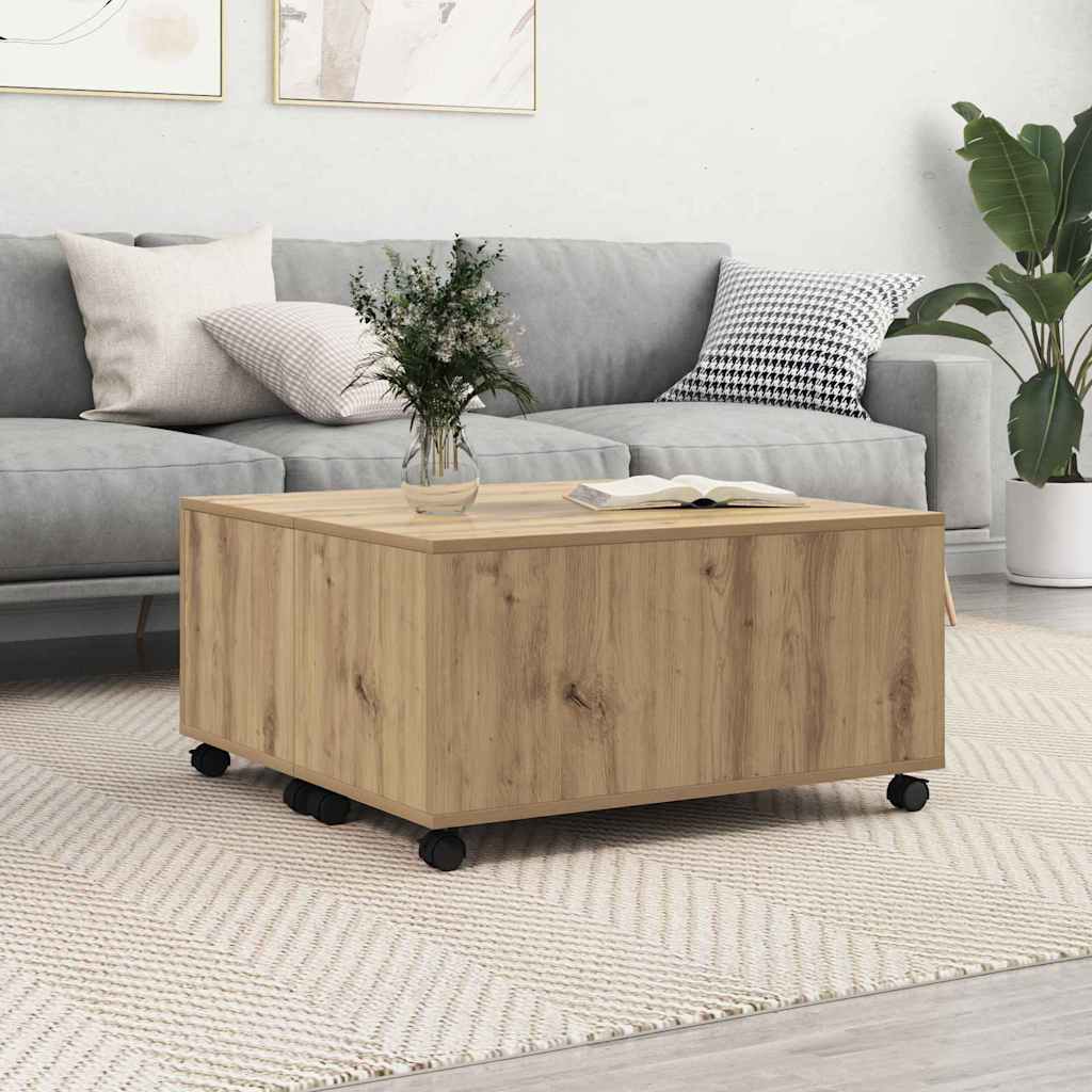 Salontafel met lade Artisan Eiken 75 x 75 x 38 cm Bewerkt hout is nu te koop bij PeponiXL, paradijselijk wonen!