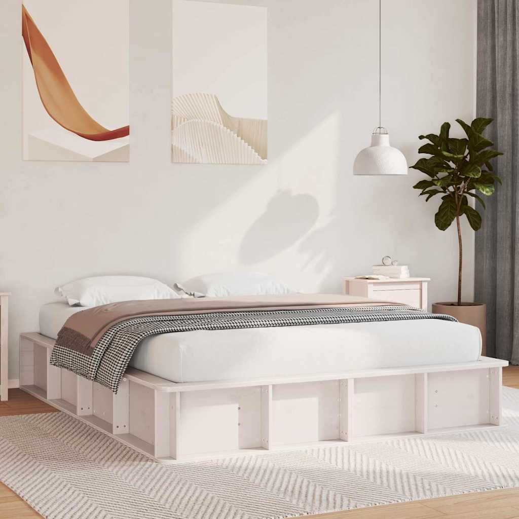Bedframe Wit 150 x 200 cm Massief grenenhout is nu te koop bij PeponiXL, paradijselijk wonen!