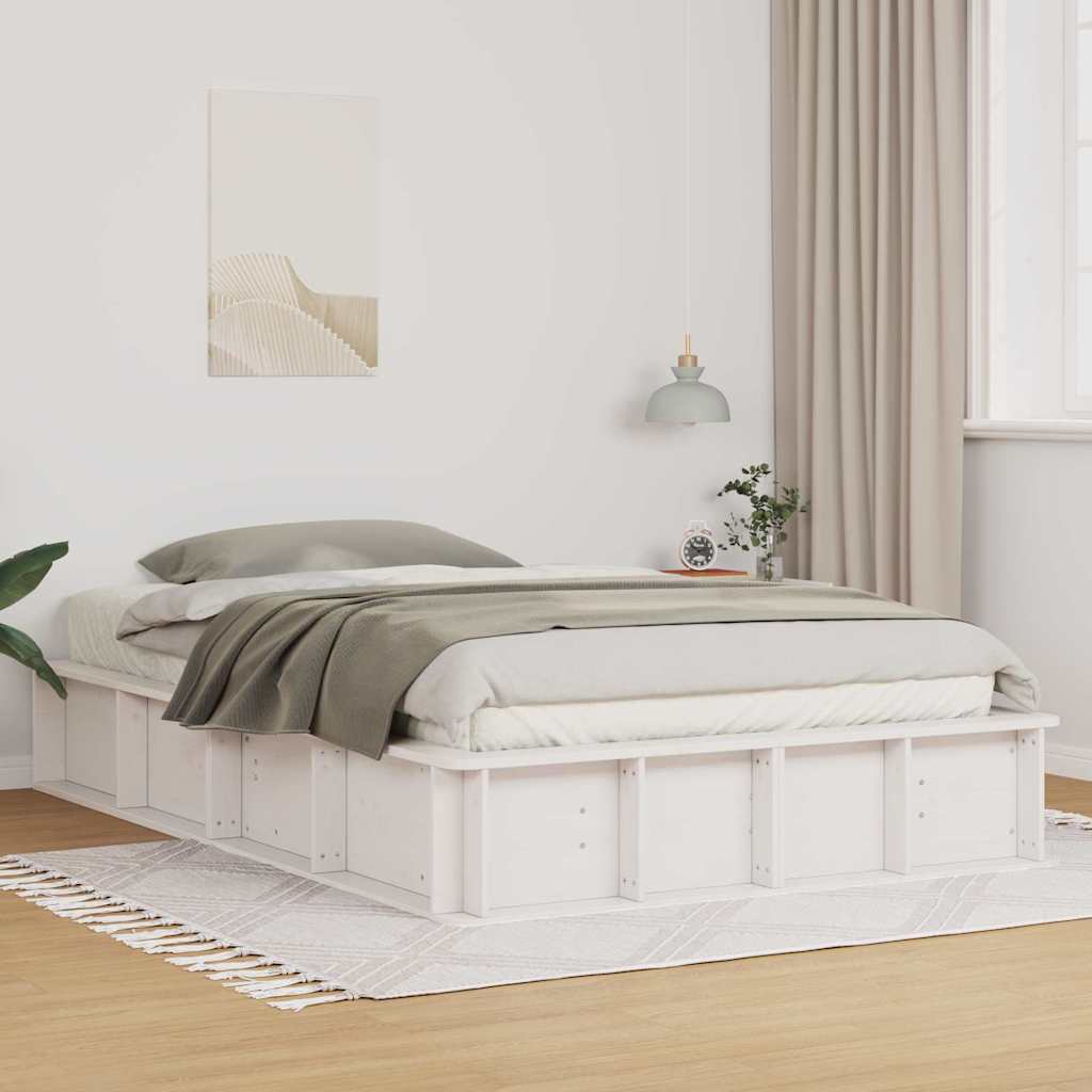 Bedframe Wit 140 x 200 cm Massief grenenhout is nu te koop bij PeponiXL, paradijselijk wonen!