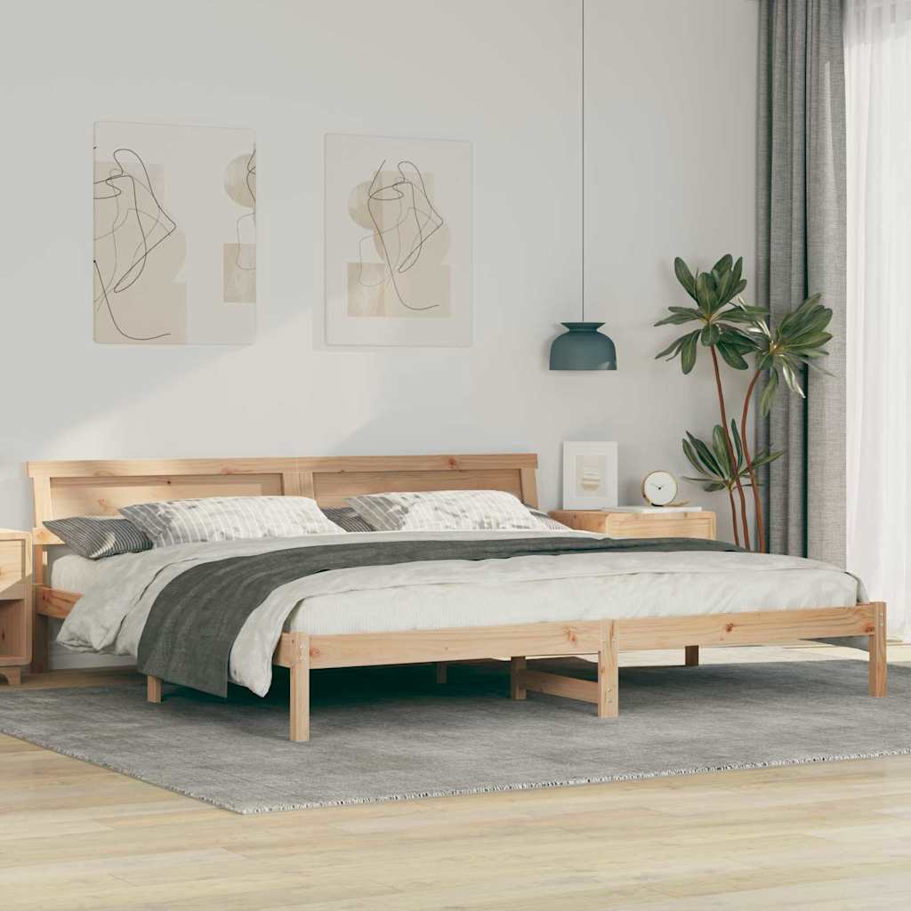 Bedframe met hoofdeinde Bruin 200 x 200 cm Massief grenenhout is nu te koop bij PeponiXL, paradijselijk wonen!