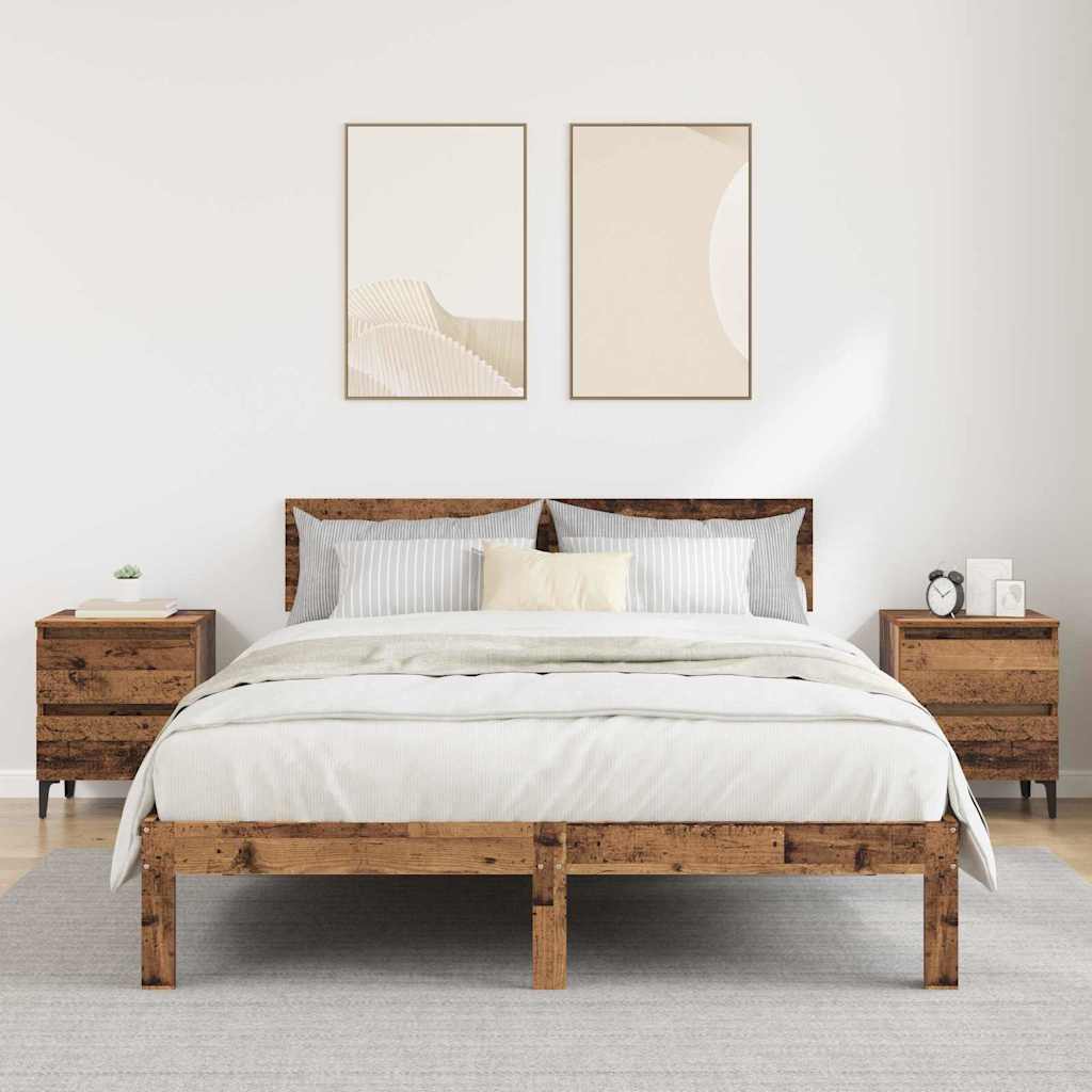 Nachtkastje 2 pcs Oud hout 40 x 35 x 50 cm Bewerkt hout is nu te koop bij PeponiXL, paradijselijk wonen!