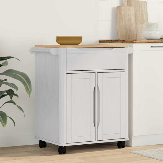Keuken Trolley FLORO Wit 72,5 x 45 x 80 cm Massief Vurenhout is nu te koop bij PeponiXL, paradijselijk wonen!