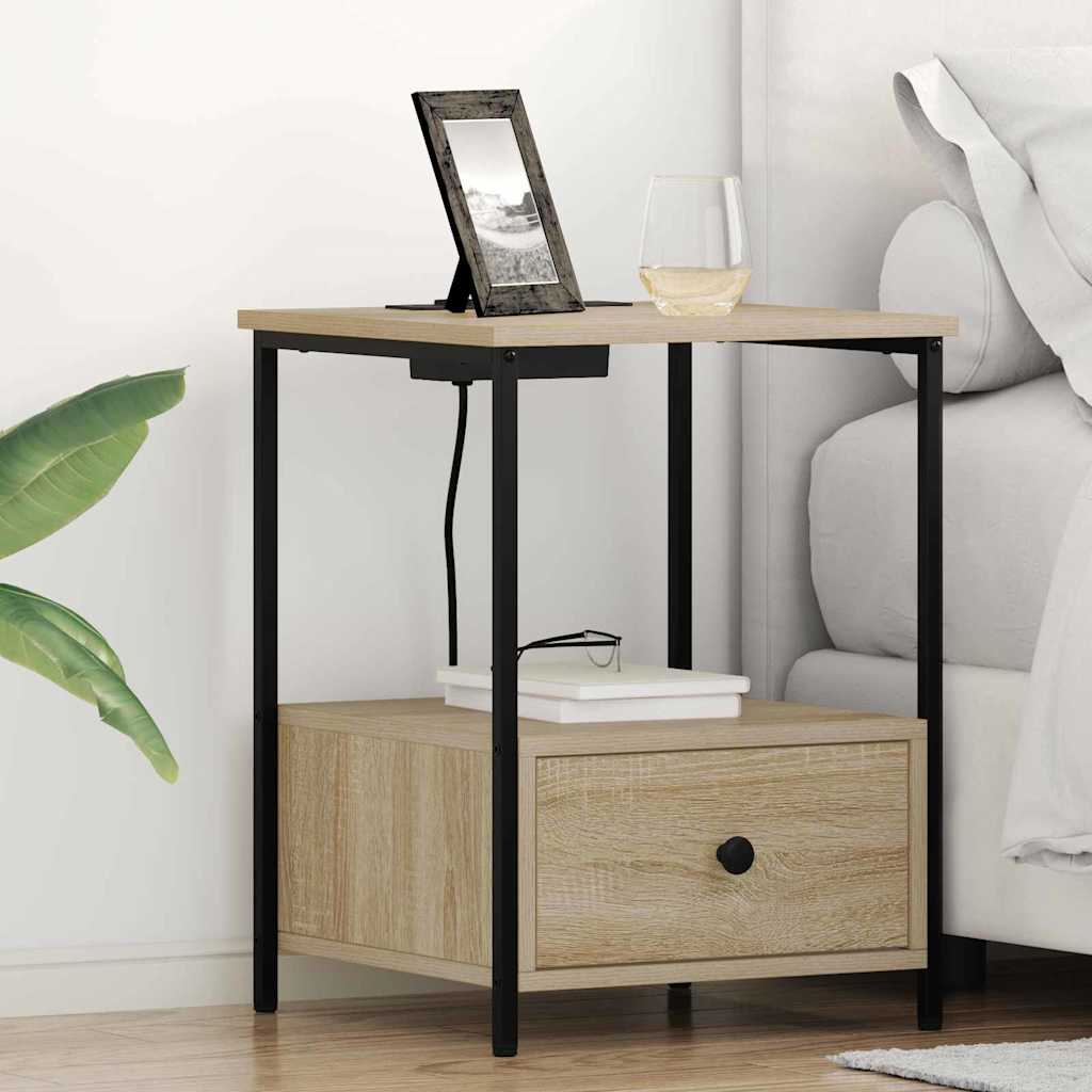 Nachtkastje 2 pcs Sonoma Eiken 42 x 41 x 56 cm Bewerkt hout is nu te koop bij PeponiXL, paradijselijk wonen!
