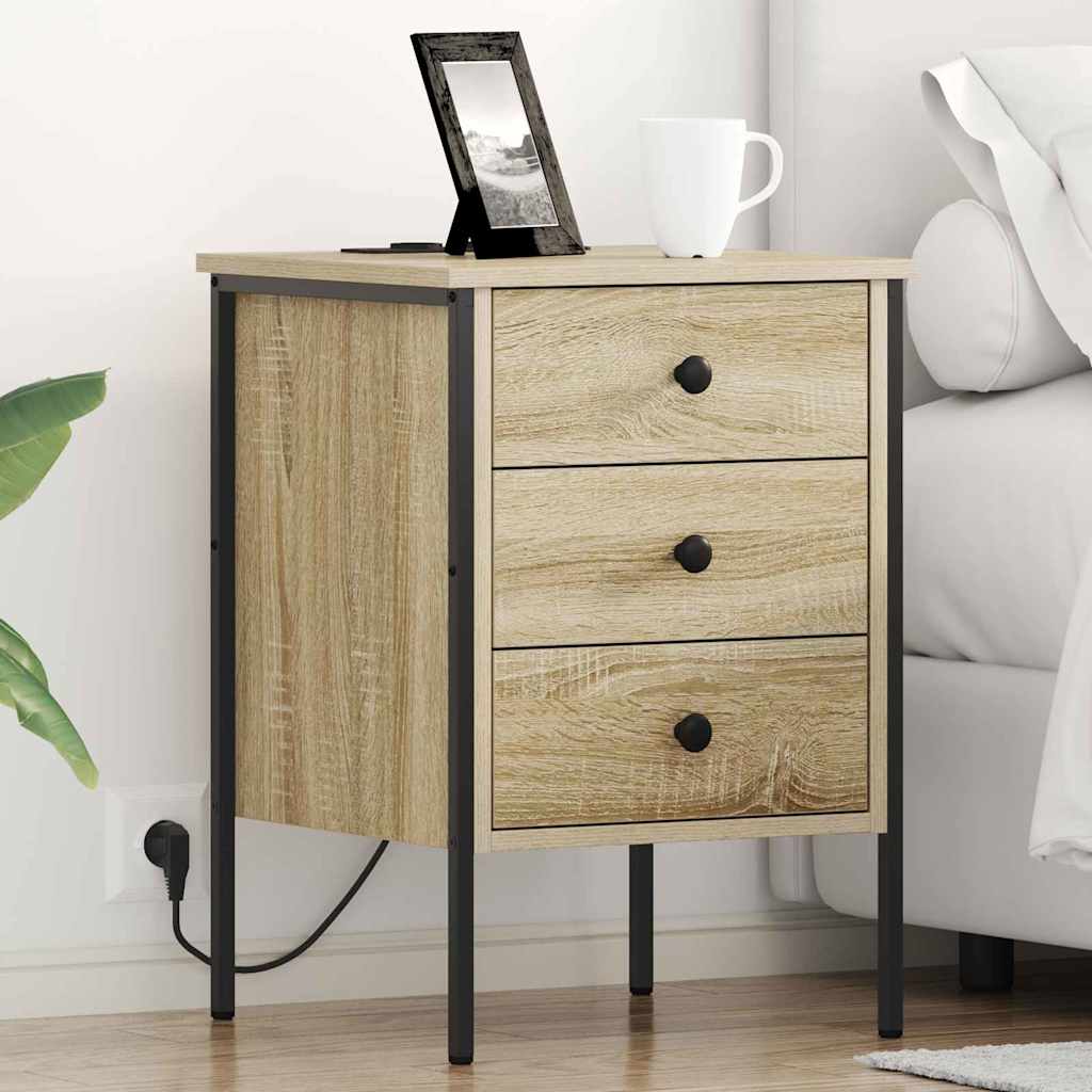Nachtkastje 2 pcs Sonoma Eiken 42 x 41 x 61 cm Bewerkt hout is nu te koop bij PeponiXL, paradijselijk wonen!