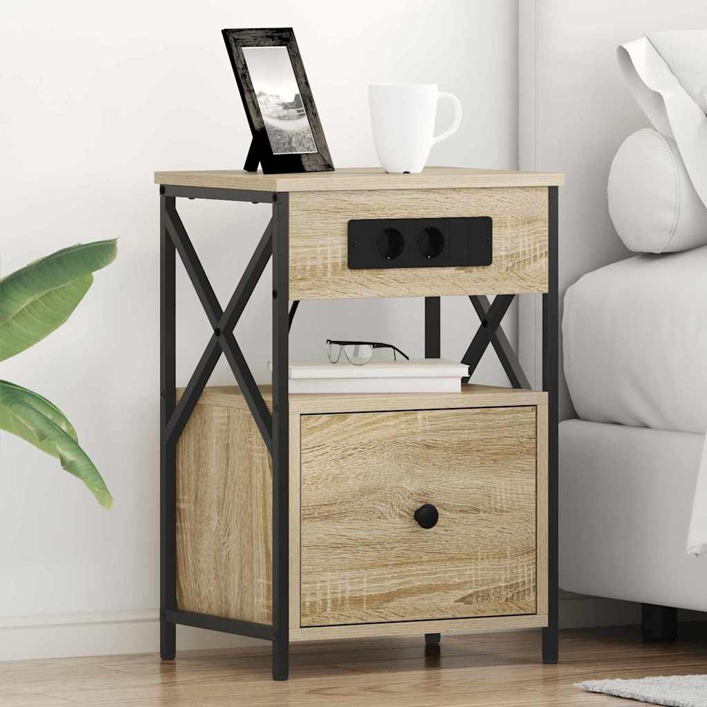 Nachtkastje 2 pcs Sonoma Eiken 40 x 31 x 60 cm Bewerkt hout is nu te koop bij PeponiXL, paradijselijk wonen!