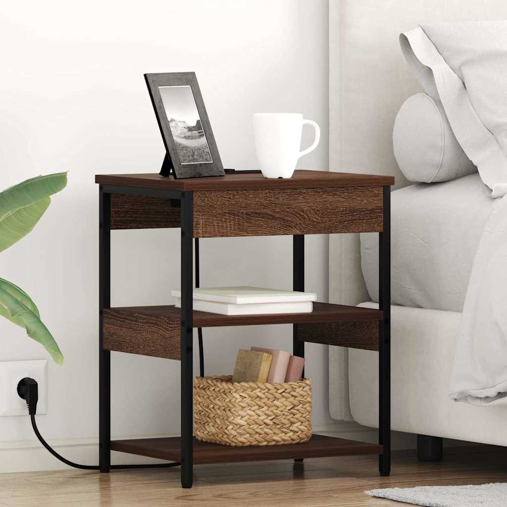 Nachtkastje 2 pcs Bruin Eiken 41 x 31 x 51 cm Bewerkt hout is nu te koop bij PeponiXL, paradijselijk wonen!