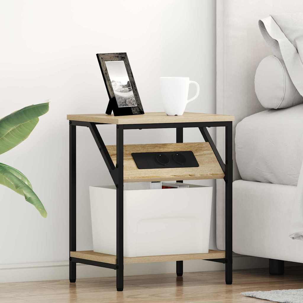 Nachtkastje 2 pcs Sonoma Eiken 38 x 30 x 48 cm Bewerkt hout is nu te koop bij PeponiXL, paradijselijk wonen!