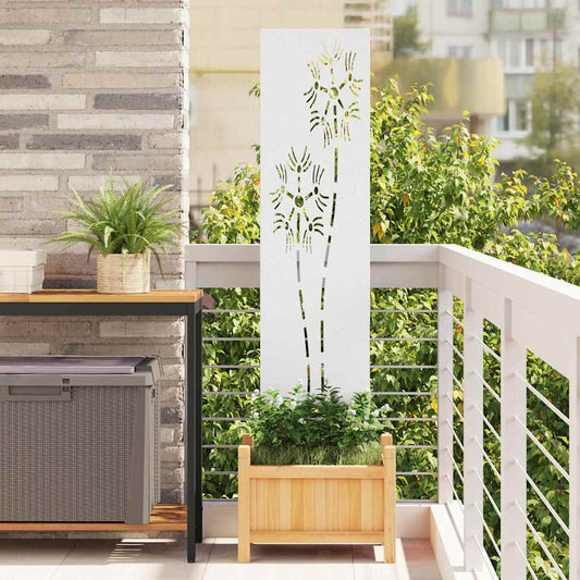 Tuin Privacy Screen Fretwerk Wit 32 x 140 cm Koudgewalst staal is nu te koop bij PeponiXL, paradijselijk wonen!